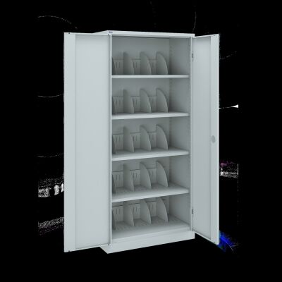 Materialschrank (920 x 500 mm) mit 4 Fachböden – Lichtgrau