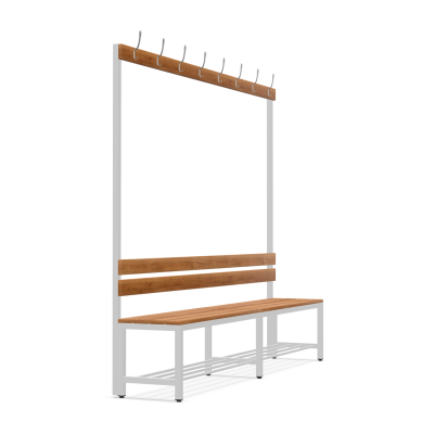 Garderobenbank einseitig – 2000 mm lang – aus Holz/Stahl