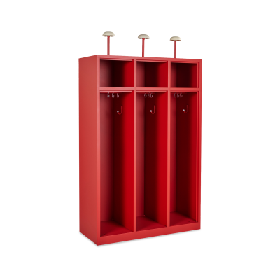 Feuerwehrschrank 3-Abteile Feuerrot – optional mit Zubehör
