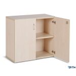 Regalschrank Holz mit 2 Ordnerhöhen in Dekor ahorn
