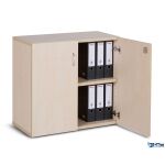 Regalschrank Holz mit 2 Ordnerhöhen in Dekor ahorn