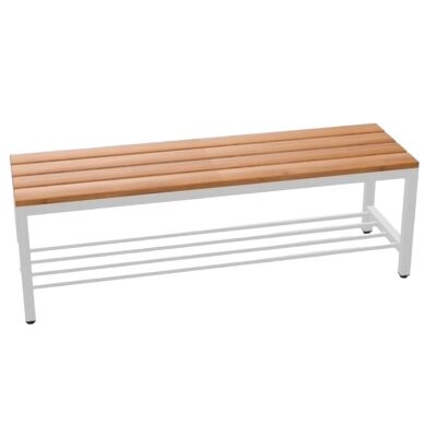 Garderoben-Sitzbank 120 cm mit Holzleisten und Schuhrost