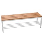Garderoben-Sitzbank 120 cm mit Holzleisten und Schuhrost