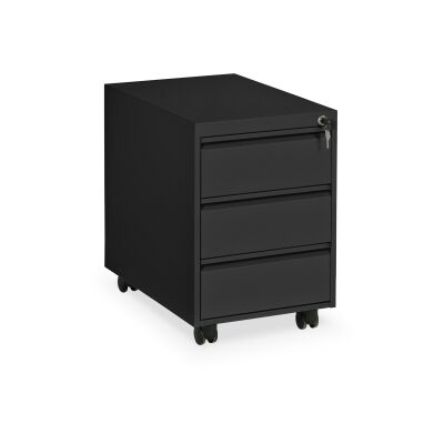 Rollcontainer ST600 mit 3 Schüben in RAL9005 (tiefschwarz)
