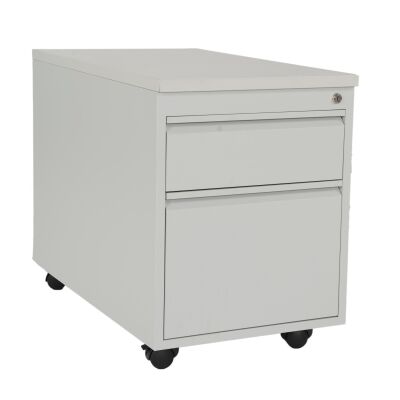 Rollcontainer ST790 mit Holztop 2 Schübe in RAL7035 (lichtgrau)