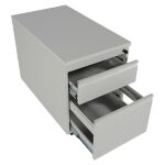 Rollcontainer ST790 mit Holztop 2 Schübe in RAL7035 (lichtgrau)