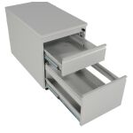 Rollcontainer ST790 mit Holztop 2 Schübe in RAL7035 (lichtgrau)