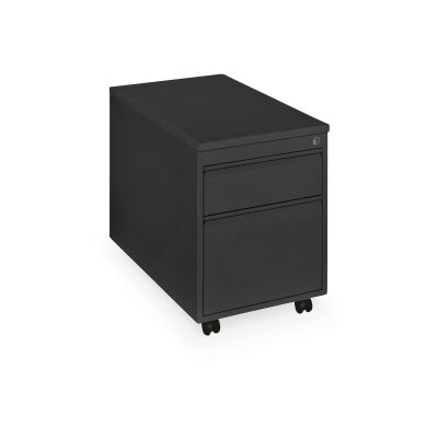 Rollcontainer ST790 mit Holztop Dekor schwarz 2 Schübe in RAL9005