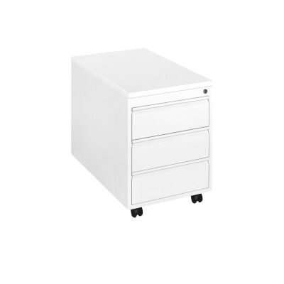 Rollcontainer ST790 mit Holztop Dekor weiß 3 Schüben in RAL9003 (signalweiß)
