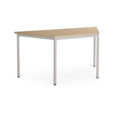 Trapeztisch 160 x 80 cm mit Gestell in RAL9006 + Tischplatte Dekor ahorn