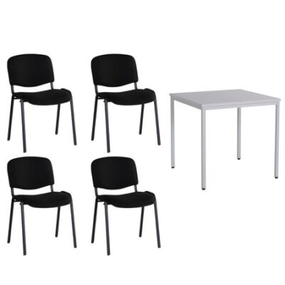 Mehrzweck- und Allzwecktisch mit 4 Polsterstühlen
