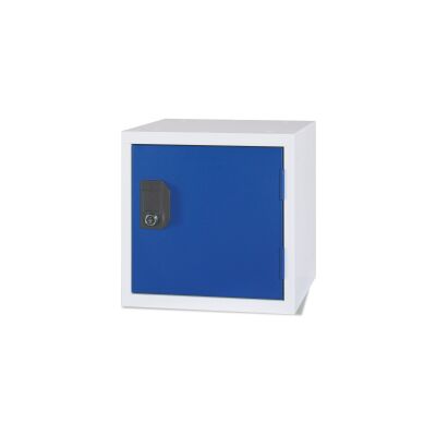 Schließ- Bürofachwürfel 45 x 45 x 45 cm mit Tür in enzianblau