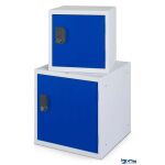 Schließ- Bürofachwürfel 45 x 45 x 45 cm mit Tür in enzianblau