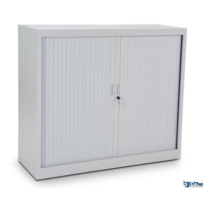 Rollladenschrank 120 x 45 cm in lichtgrau / grau mit 2,5 Ordnerhöhen