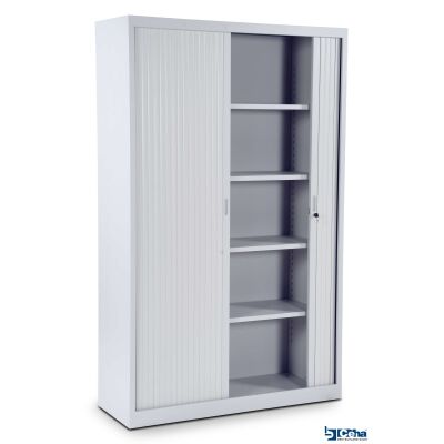 Rollladenschrank 120 x 45 cm in lichtgrau / grau mit 5 Ordnerhöhen