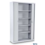 Rollladenschrank 120 x 45 cm in lichtgrau / grau mit 5 Ordnerhöhen