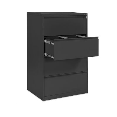 Hängeregistraturschrank 84 cm Breite mit 4 Schüben 2-bahnig in RAL9005 (tiefschwarz)