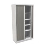 Rollladenschrank 100 x 45 cm in weiß/silber