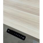 Schreibtisch elektrisch höhenverstellbar in weiß 160 x 80 cm mit Tischplatte in Dekor pflaume