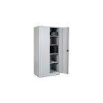 Stahl- und Flügeltürenschrank 92 x 50 cm lichtgrau