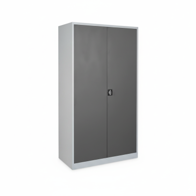 Stahl- und Flügeltürenschrank Classic Plus 120 x 42 cm in RAL7035 lichtgrau und mit Türen in RAL7016 anthrazitgrau