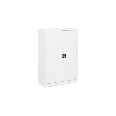 Stahl- und Flügeltürenschrank 80 x 38 cm signalweiß - 3 Ordnerhöhen
