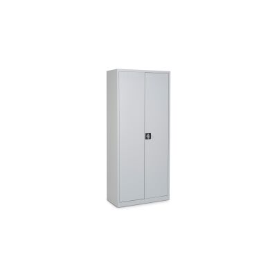 Stahl- und Flügeltürenschrank Classic 92 x 42 cm in RAL7035 lichtgrau mit verzinkten Fachböden