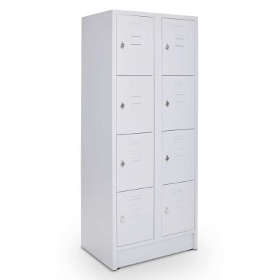 Schließ- und Fächerschrank mit 70 cm Breite und 8 Fächer lichtgrau/lichtgrau mit Zylinderschloß