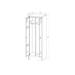 Garderobenspind und Umkleideschrank 50 cm Breite mit 2 Drehriegel in lichtgrau / lichtgrau