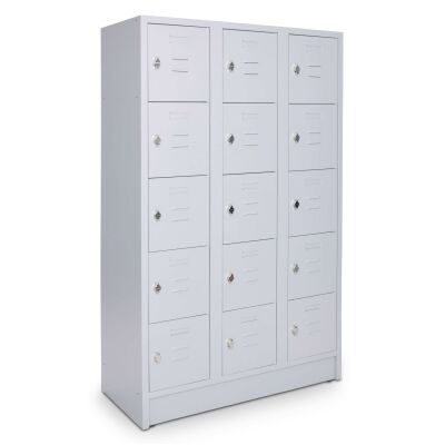 Schließ- und Fächerschrank mit 105 cm Breite und 15 Fächer lichtgrau/lichtgrau