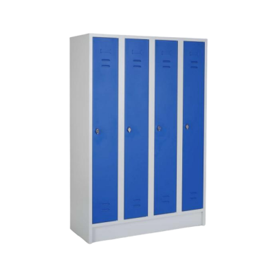 Reihen- und Garderobenschrank mit 120 cm Breite und 4 Abteil in RAL5010