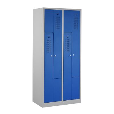 Garderoben Z-Spind 80 cm Breite mit Türen in enzianblau RAL5010