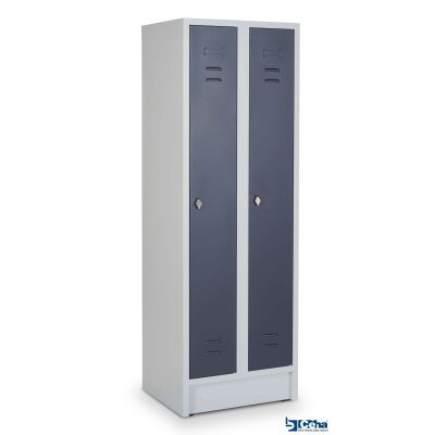 Reihen- und Garderobenschrank mit 60 cm Breite und 2 Abteil mit Türen in RAL7016