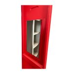 Garderobenspind und Umkleideschrank 60 cm Breite mit Innenspiegel und 5 Fachböden lichtgrau / feuerrot