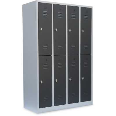 Mehrzweck- und Fächerschrank ST120 mit 8 Fächer und Türen in RAL7016 (anthrazitgrau)
