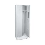 Garderobenspind und Umkleideschrank 60 cm Breite mit Innenspiegel und 5 Fachböden lichtgrau / lichtgrau