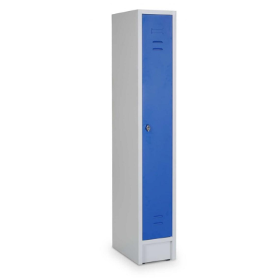 Reihen- und Garderobenschrank mit 40 cm Breite und 1 Abteil mit Türen in RAL5010 (enzianblau)