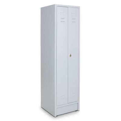Garderobenspind und Umkleideschrank 50 cm Breite mit 2 Fachböden in lichtgrau / lichtgrau