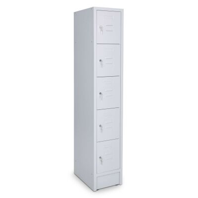Schließ- und Fächerschrank mit 35 cm Breite und 5 Fächer lichtgrau/lichtgrau