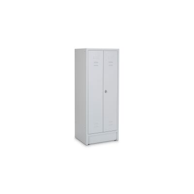 Garderobenspind und Umkleideschrank 60 cm Breite mit 2 Fachböden in lichtgrau / lichtgrau