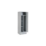Garderobenspind und Umkleideschrank 60 cm Breite mit 2 Fachböden in lichtgrau / lichtgrau