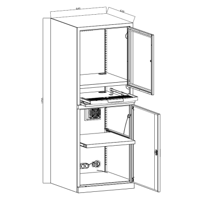 Computerschrank ST65 in lichtgrau RAL7035