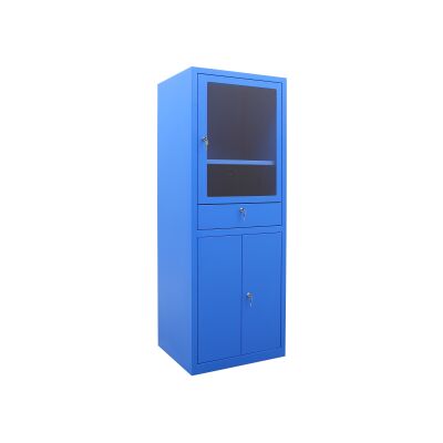 Computerschrank 65 cm Breite mit Korpus in RAL5010 (enzianblau)