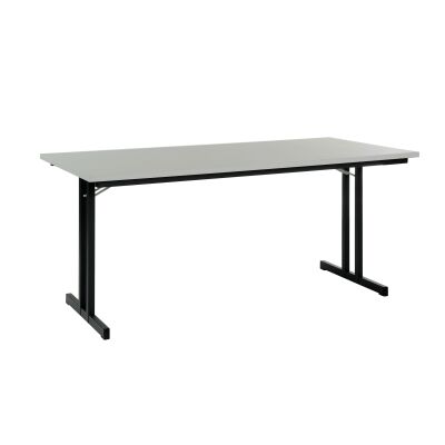 Klapptisch mit T-Fuß Gestell 140 x 70 cm, Dekor grau | Gestell in RAL7021 (schwarzgrau)