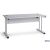 Büroschreibtisch mit T-Fuß und Knieraumblende 180 x 80 cm grau