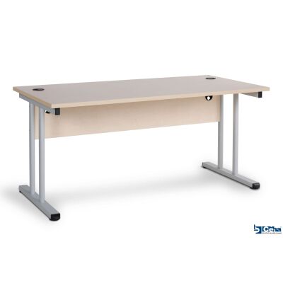Büroschreibtisch mit T-Fuß und Knieraumblende 180 x 80 cm ahorn
