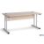 Büroschreibtisch mit T-Fuß und Knieraumblende 180 x 80 cm ahorn