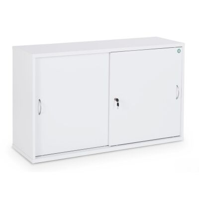 Schiebetüren- und Sideboard Büroschrank Holz 120 cm Breite in Dekor weiß mit 2OH