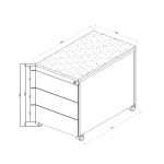 Design-Rollcontainer ST390 mit Holztop 3 Schüben in signalweiß (RAL9003)