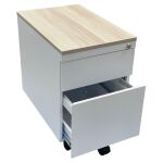 Design-Rollcontainer ST390 mit Holztop 2 Schübe in...